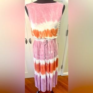 Knox Rose Tie-Dye Pink & Orange Summer Maxi Dress (small)